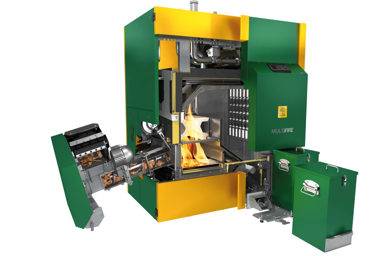 KWB Multifire | © KWB Man sieht ein Schnittbild vom KWB Multifire und sieht somit aus welchen Teilen der Kessel besteht