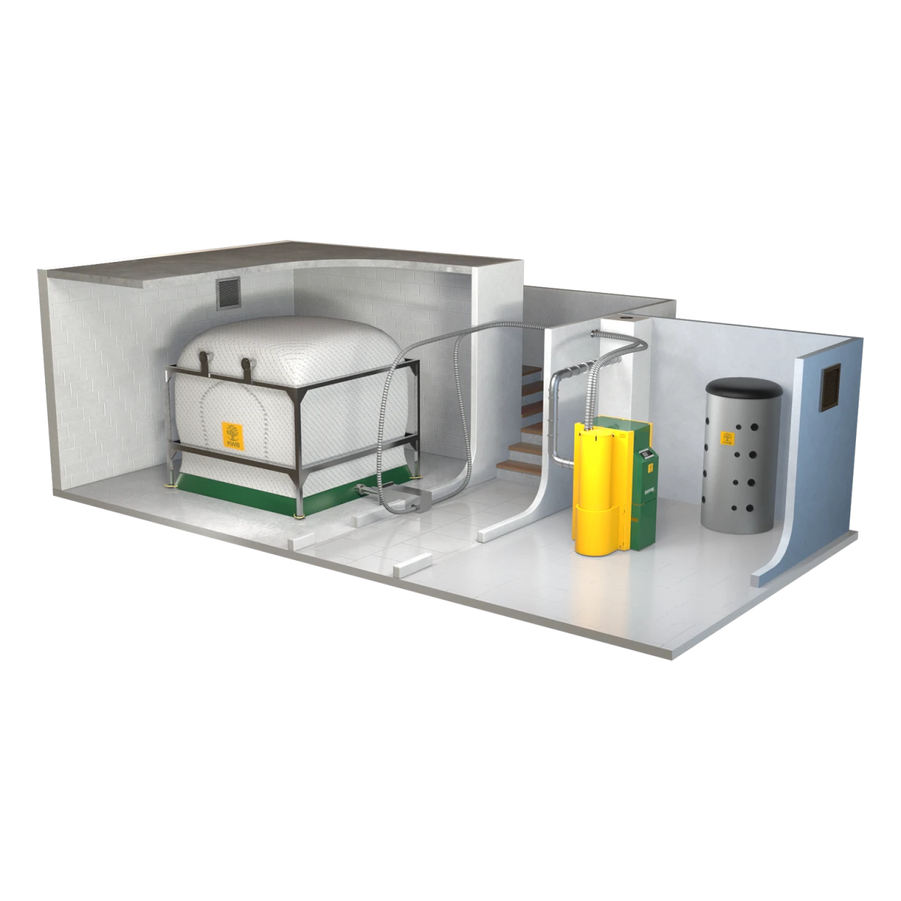 Lagerung im KWB Pellet Big Bag | © KWB, boxquadrat Gewebetank für Pellets, automatische Foerdertechnik, effizienter Pelletkessel und Pufferspeicher Quadratisch