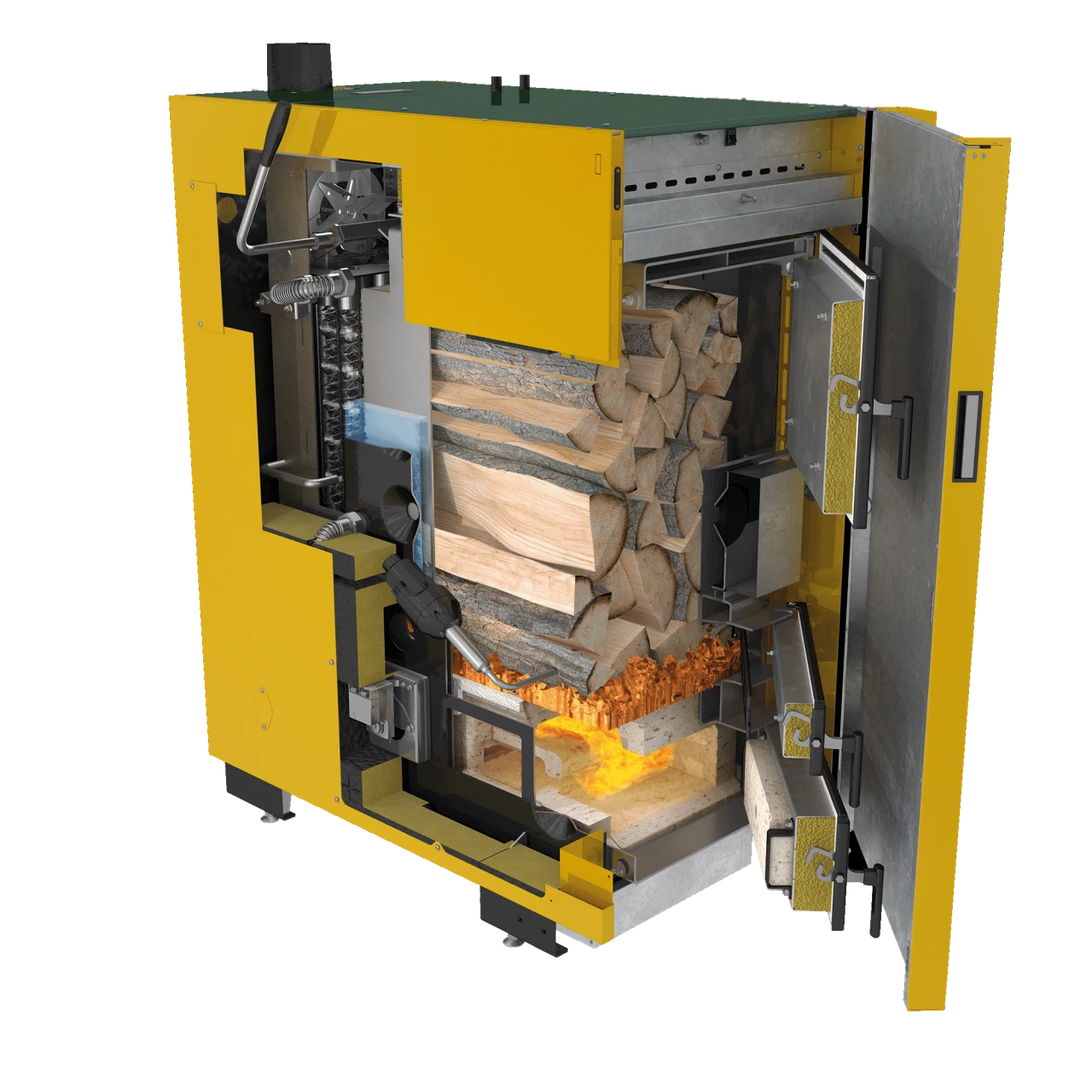 KWB Classicfire 2 | © KWB Man sieht ein Schnittbild vom KWB Classicfire 2 und sieht somit aus welchen Teilen der Kessel besteht