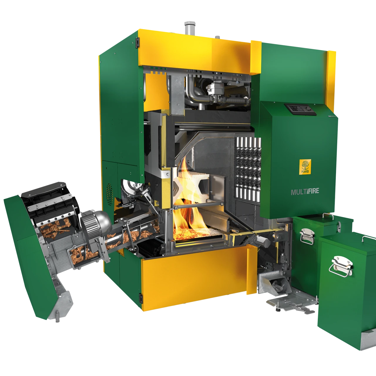 KWB Multifire | © KWB Man sieht ein Schnittbild vom KWB Multifire und sieht somit aus welchen Teilen der Kessel besteht