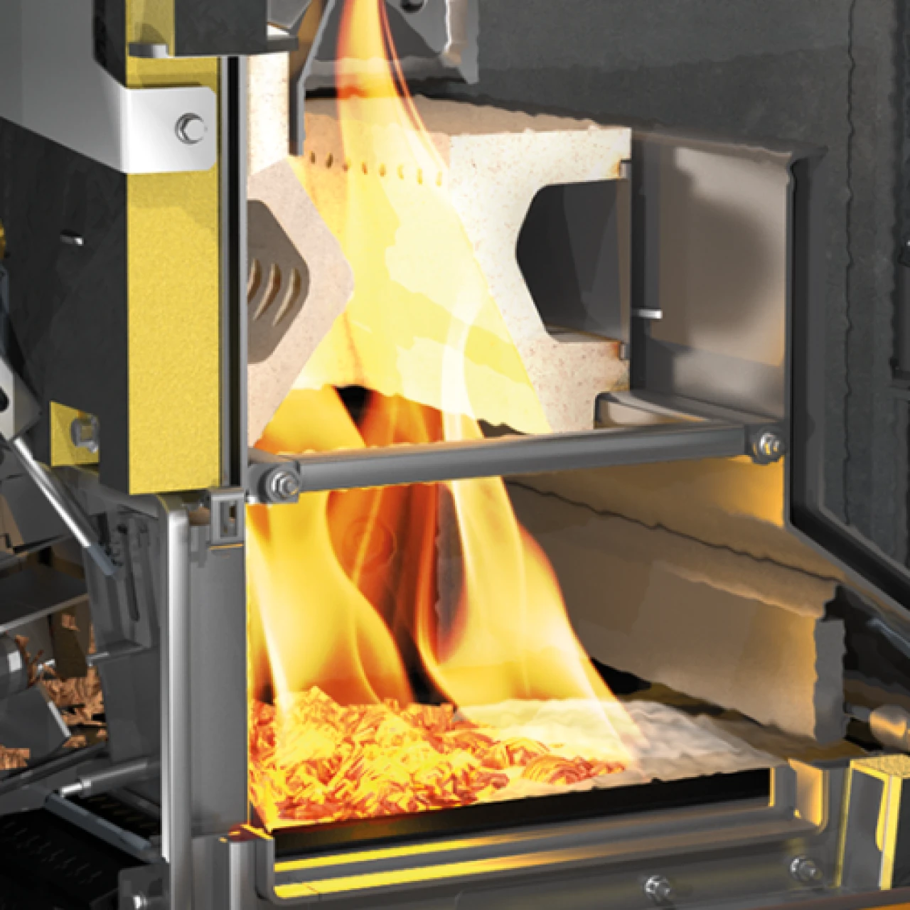 Schnittbild geringe Emissionen | © KWB Schnittbild KWB Pelletfire Plus geringe Emissionen