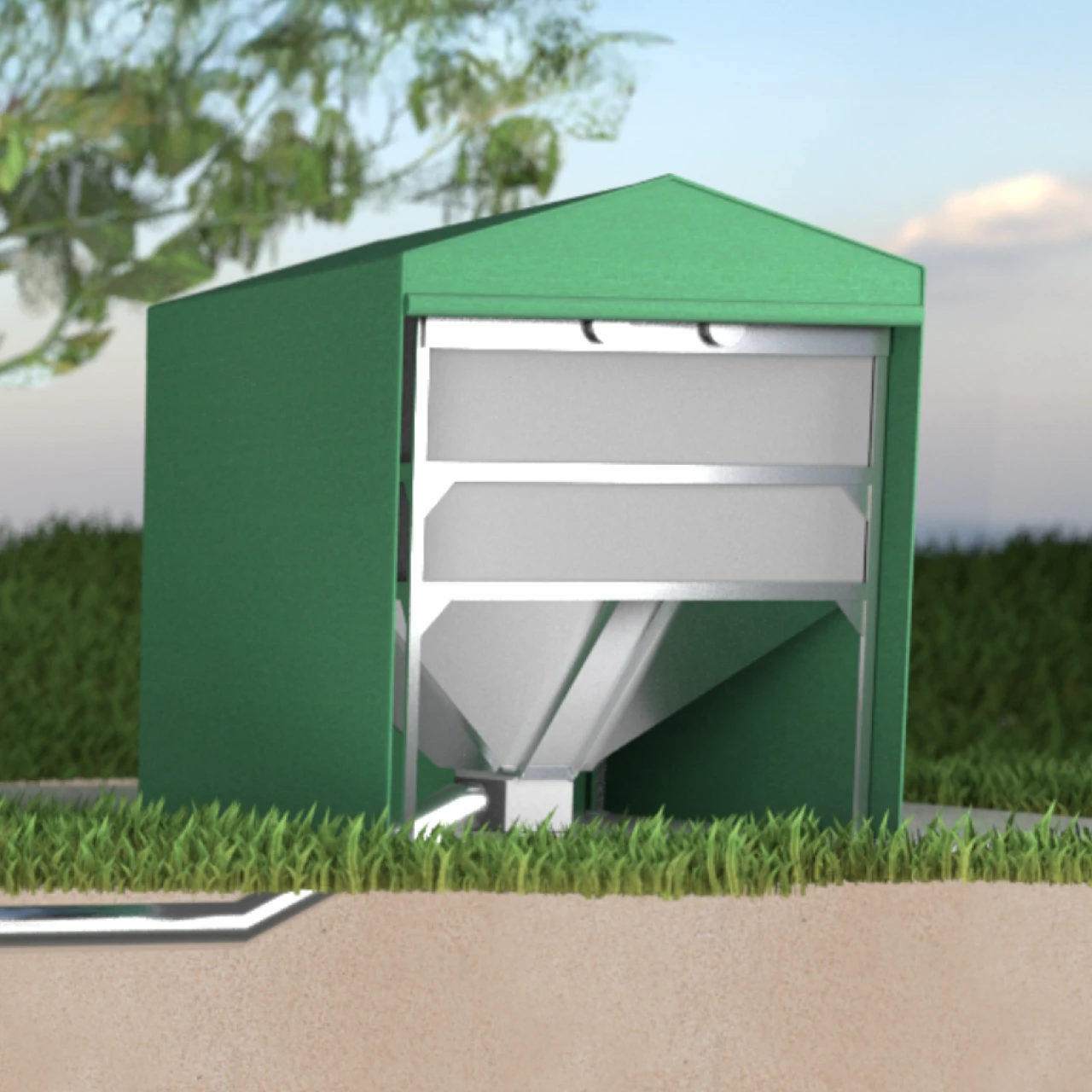 KWB Pelletbox mit Geo-Cover | © KWB, boxquadrat KWB Pelletbox mit Geo-Cover für Pelletlager